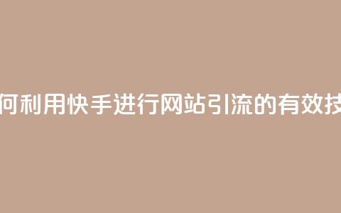 如何利用快手进行网站引流的有效技巧  第1张 如何利用快手进行网站引流的有效技巧  第1张