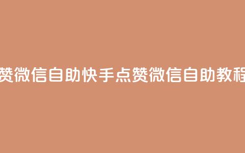 快手点赞微信自助(快手点赞微信自助教程)  第1张 快手点赞微信自助(快手点赞微信自助教程)  第1张