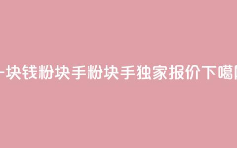 一块钱1000粉块手(1000粉块手独家报价)  第1张 一块钱1000粉块手(1000粉块手独家报价)  第1张