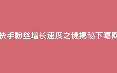 快手粉丝增长速度之谜揭秘  第1张 快手粉丝增长速度之谜揭秘  第1张