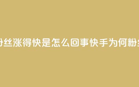 快手粉丝涨得快是怎么回事(快手为何粉丝激增)  第1张 快手粉丝涨得快是怎么回事(快手为何粉丝激增)  第1张