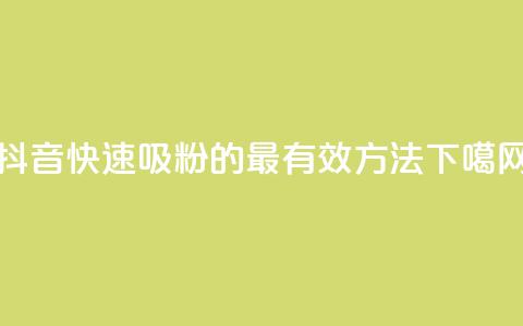抖音快速吸粉的最有效方法  第1张 抖音快速吸粉的最有效方法  第1张