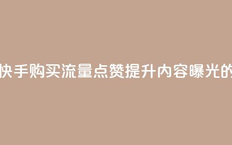 快手买流量点赞 - 快手购买流量点赞，提升内容曝光的有效方法~  第1张