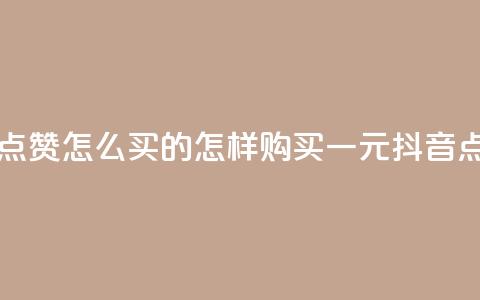 一元抖音点赞怎么买的(怎样购买一元抖音点赞)  第1张 一元抖音点赞怎么买的(怎样购买一元抖音点赞)  第1张