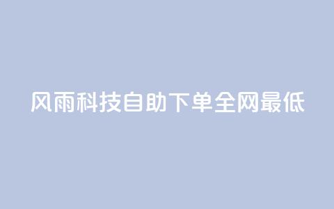 风雨科技自助下单全网最低 - 风雨科技自助下单享受全网最低价格攻略~  第1张 风雨科技自助下单全网最低 - 风雨科技自助下单享受全网最低价格攻略~  第1张