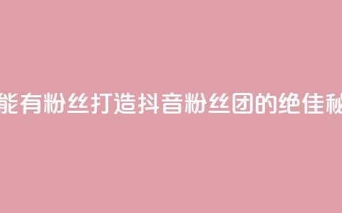 抖音怎么能有粉丝 - 打造抖音粉丝团的绝佳秘诀!~  第1张 抖音怎么能有粉丝 - 打造抖音粉丝团的绝佳秘诀!~  第1张
