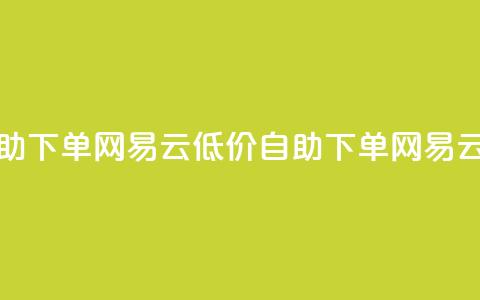 卡盟低价自助下单网易云(低价自助下单网易云服务)  第1张 卡盟低价自助下单网易云(低价自助下单网易云服务)  第1张