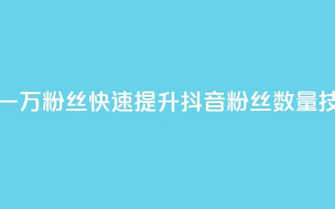 如何快速增加一万粉丝?快速提升抖音粉丝数量技巧分享  第1张 如何快速增加一万粉丝?快速提升抖音粉丝数量技巧分享  第1张