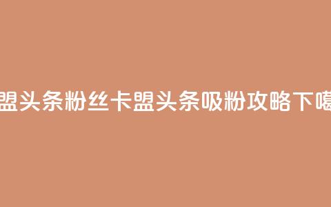 卡盟头条粉丝(卡盟头条吸粉攻略)  第1张 卡盟头条粉丝(卡盟头条吸粉攻略)  第1张