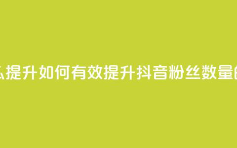 抖音有效粉丝怎么提升 - 如何有效提升抖音粉丝数量的方法分享!  第1张 抖音有效粉丝怎么提升 - 如何有效提升抖音粉丝数量的方法分享!  第1张