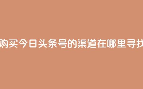 购买今日头条号的渠道在哪里寻找  第1张 购买今日头条号的渠道在哪里寻找  第1张