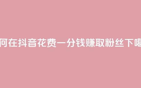 如何在抖音花费一分钱赚取1000粉丝  第1张 如何在抖音花费一分钱赚取1000粉丝  第1张