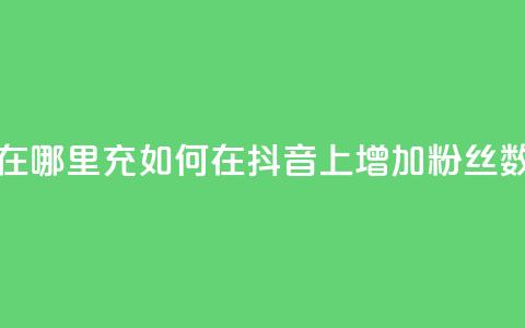 抖音粉丝在哪里充 - 如何在抖音上增加粉丝数量?~  第1张 抖音粉丝在哪里充 - 如何在抖音上增加粉丝数量?~  第1张