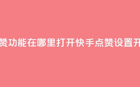 快手点赞功能在哪里打开(快手点赞设置开启位置)  第1张 快手点赞功能在哪里打开(快手点赞设置开启位置)  第1张