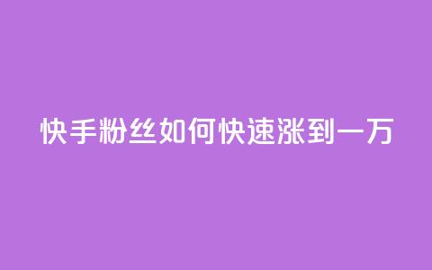 快手粉丝如何快速涨到一万 - 如何迅速增加快手粉丝至一万~  第1张 快手粉丝如何快速涨到一万 - 如何迅速增加快手粉丝至一万~  第1张