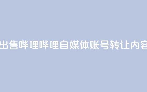 哔哩哔哩自媒体账号出售 - 哔哩哔哩自媒体账号转让，内容创作者的机遇！  第1张