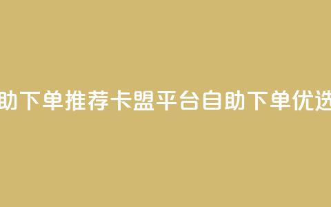 卡盟平台自助下单推荐 - 卡盟平台自助下单优选推荐。  第1张