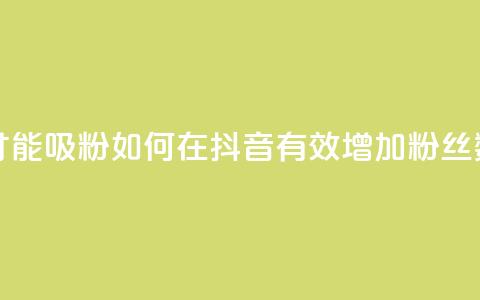 抖音怎样才能吸粉 - 如何在抖音有效增加粉丝数量!  第1张 抖音怎样才能吸粉 - 如何在抖音有效增加粉丝数量!  第1张