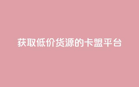 获取低价货源的卡盟平台  第1张 获取低价货源的卡盟平台  第1张