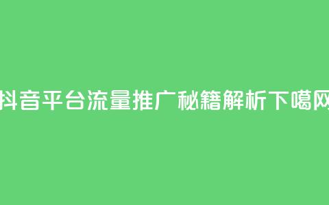 抖音平台流量推广秘籍解析  第1张 抖音平台流量推广秘籍解析  第1张
