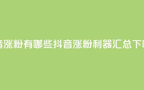 抖音涨粉有哪些app - 抖音涨粉利器汇总!  第1张 抖音涨粉有哪些app - 抖音涨粉利器汇总!  第1张
