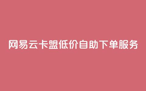 网易云卡盟低价自助下单服务  第1张 网易云卡盟低价自助下单服务  第1张