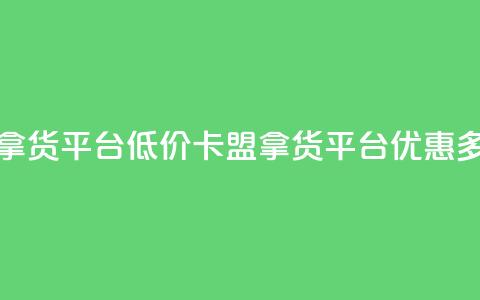 卡盟低价拿货平台 - 低价卡盟拿货平台，优惠多多~  第1张