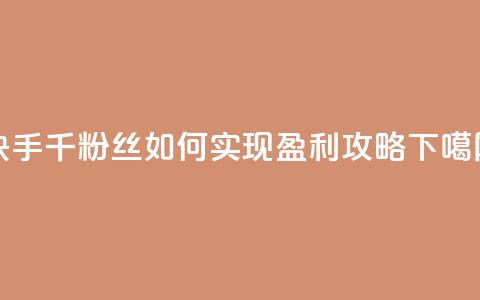 快手千粉丝如何实现盈利攻略  第1张 快手千粉丝如何实现盈利攻略  第1张