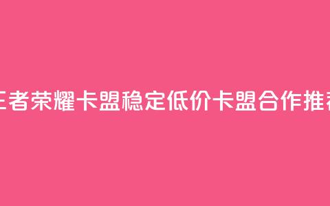 王者荣耀卡盟 稳定低价卡盟合作推荐  第1张 王者荣耀卡盟 稳定低价卡盟合作推荐  第1张
