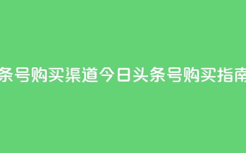 今日头条号购买渠道(今日头条号购买指南)  第1张 今日头条号购买渠道(今日头条号购买指南)  第1张