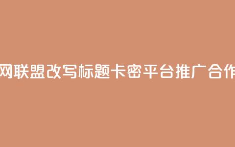 发卡网联盟改写标题:卡密平台推广合作介绍  第1张 发卡网联盟改写标题:卡密平台推广合作介绍  第1张