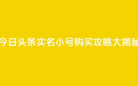 今日头条实名小号购买攻略大揭秘  第1张 今日头条实名小号购买攻略大揭秘  第1张