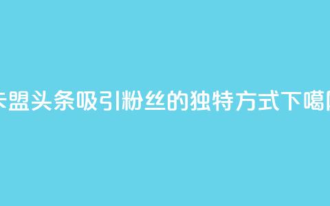 卡盟头条:吸引粉丝的独特方式  第1张 卡盟头条:吸引粉丝的独特方式  第1张