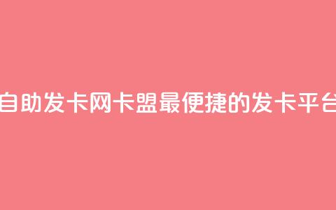 自助发卡网卡盟——最便捷的发卡平台  第1张 自助发卡网卡盟——最便捷的发卡平台  第1张