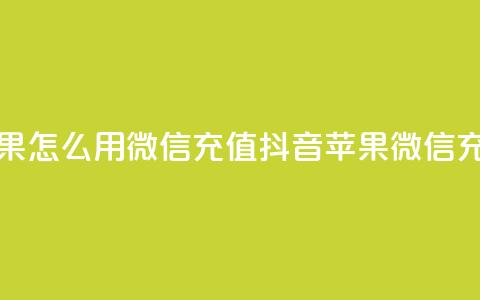 抖音苹果怎么用微信充值(抖音苹果微信充值攻略)  第1张 抖音苹果怎么用微信充值(抖音苹果微信充值攻略)  第1张