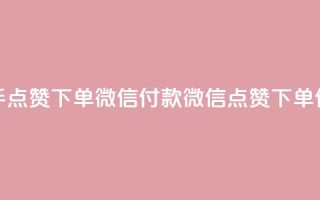 快手点赞下单微信付款(微信点赞下单付款)