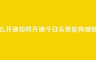 今日头条矩阵怎么开通 - 如何开通今日头条矩阵?细致解析步骤~