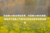 抖音刷1000粉丝网站免费,抖音刷1000粉丝秘籍,零成本打造高人气账号亿乐社区低价自营货源站
