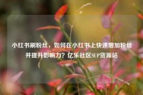 小红书刷粉丝,如何在小红书上快速增加粉丝并提升影响力?亿乐社区SUP货源站