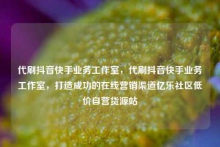 代刷抖音快手业务工作室，代刷抖音快手业务工作室，打造成功的在线营销渠道亿乐社区低价自营货源站
