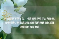 抖音播放下单平台,抖音播放下单平台有哪些,打卡抖音,解锁高效短视频营销新途径亿乐社区低价自营货源站