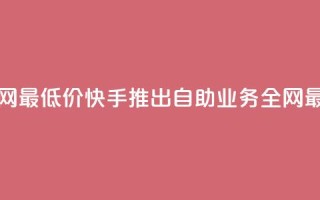 快手业务自助全网最低价 - 快手推出自助业务全网最低价服务!