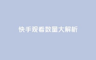 快手观看数量大解析