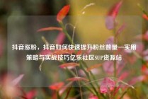 抖音涨粉,抖音如何快速提升粉丝数量—实用策略与实战技巧亿乐社区SUP货源站