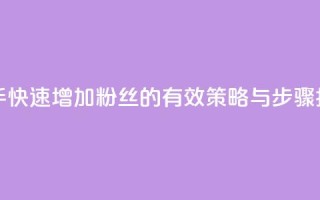快手快速增加粉丝的有效策略与步骤指南