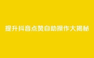 提升抖音点赞，自助操作大揭秘！
