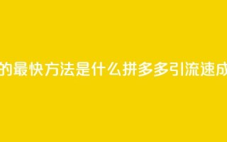 拼多多引流的最快方法是什么 - 拼多多引流速成秘籍!