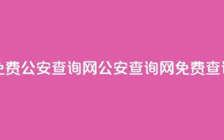 免费公安查询网(公安查询网免费查询)