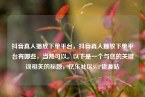 抖音真人播放下单平台,抖音真人播放下单平台有哪些,当然可以。以下是一个与您的关键词相关的标题,亿乐社区SUP货源站