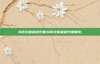 抖币充值渠道代理(抖币充值渠道代理推荐)